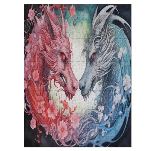 Drache – Puzzle 500 Teile, Holzpuzzle, Herausforderndes Geschicklichkeitsspiel Für Die Ganze Familie, Kinder Erwachsenenpuzzle Ab 12 Jahren （55×41cm） von GGJJTT