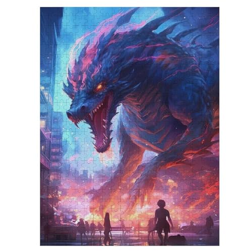 Drache Puzzle 500 Teile, Holzpuzzle Für Erwachsene, Impossible Puzzle, Geschicklichkeitsspiel Für Die Ganze Familie, Puzzle Farbenfrohes Legespiel Kinder Puzzles （55×41cm） von GGJJTT