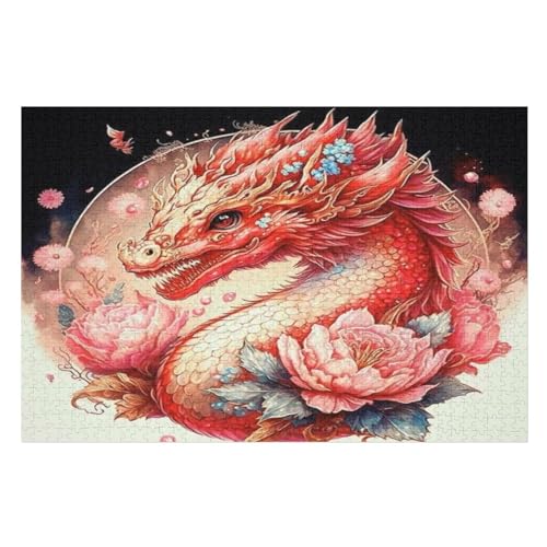 Drache Puzzles 1000 Teile Erwachsener Kniffel Spaß Für Die Ganze Familie - 1000 Puzzleteilige Motive, Holzpuzzle Kinder Erwachsene, Impossible Puzzle Schwer （75×50cm） von GGJJTT