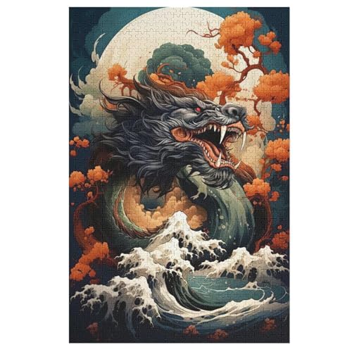 Drache Puzzles 1000 Teile Erwachsener Kniffel Spaß Für Die Ganze Familie - 1000 Puzzleteilige Motive, Holzpuzzle Kinder Erwachsene, Impossible Puzzle Schwer （78×53cm） von GGJJTT