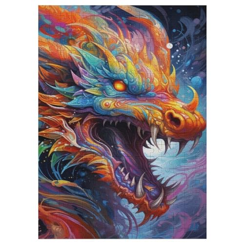 Drache Puzzles 300 Teile Erwachsener Kniffel Spaß Für Die Ganze Familie - 300 Puzzleteilige Motive, Holzpuzzle Kinder Erwachsene, Impossible Puzzle Schwer （42×30cm） von GGJJTT