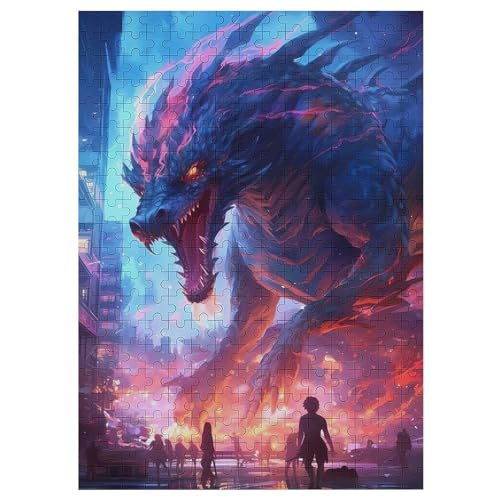 Drache Puzzles 300 Teile Erwachsener Kniffel Spaß Für Die Ganze Familie - 300 Puzzleteilige Motive, Holzpuzzle Kinder Erwachsene, Impossible Puzzle Schwer （42×30cm） von GGJJTT