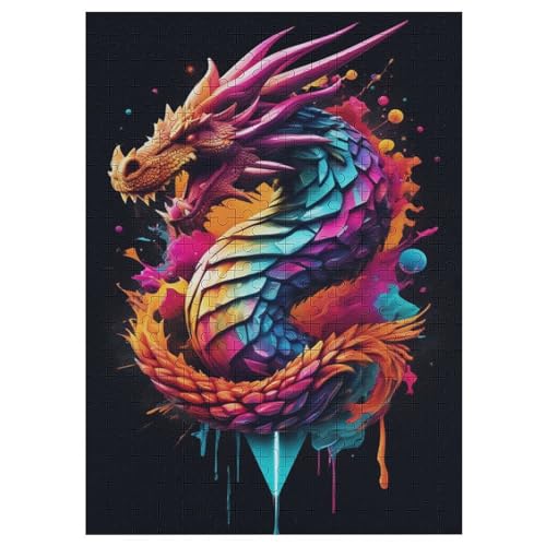 Drache-Puzzlespiel Aus Holz, 300 Puzzleteile, Kreatives Puzzle Für Teenager Und Erwachsene, Kreatives Spielzeug, Puzzles, （42×30cm） von GGJJTT