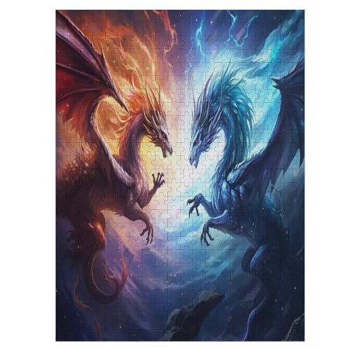 Drachen -Puzzle, 500 Teile,Holzpuzzle Für Erwachsene Kinder, Lustiges Spielzeug, Denkspiel, Spielzeug, Bildungsspiel, Herausforderung, Pädagogisch, （55×41cm） von GGJJTT