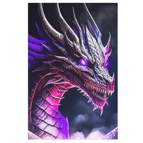 Dragon -Puzzle, 1000 Teile,Holzpuzzle Für Erwachsene Kinder, Lustiges Spielzeug, Denkspiel, Spielzeug, Bildungsspiel, Herausforderung, Pädagogisch, （78×53cm） von GGJJTT