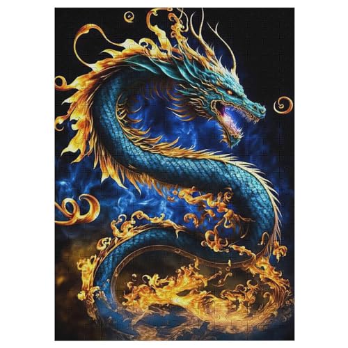 Dragon -Puzzle, 300 Teile,Holzpuzzle Für Erwachsene Kinder, Lustiges Spielzeug, Denkspiel, Spielzeug, Bildungsspiel, Herausforderung, Pädagogisch, （42×30cm） von GGJJTT