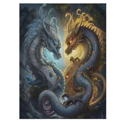 Dragon Puzzles 500 Teile Erwachsener Kniffel Spaß Für Die Ganze Familie - 500 Puzzleteilige Motive, Holzpuzzle Kinder Erwachsene, Impossible Puzzle Schwer （55×41cm） von GGJJTT