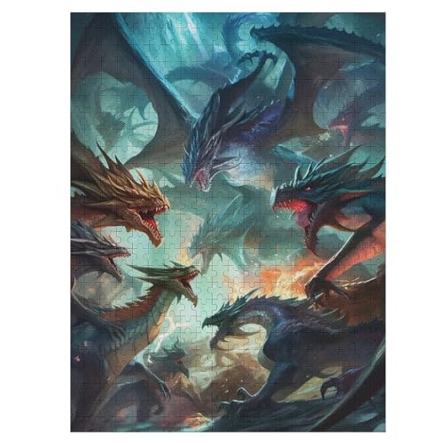 Dragon Puzzles 500 Teile Erwachsener Kniffel Spaß Für Die Ganze Familie - 500 Puzzleteilige Motive, Holzpuzzle Kinder Erwachsene, Impossible Puzzle Schwer （55×41cm） von GGJJTT