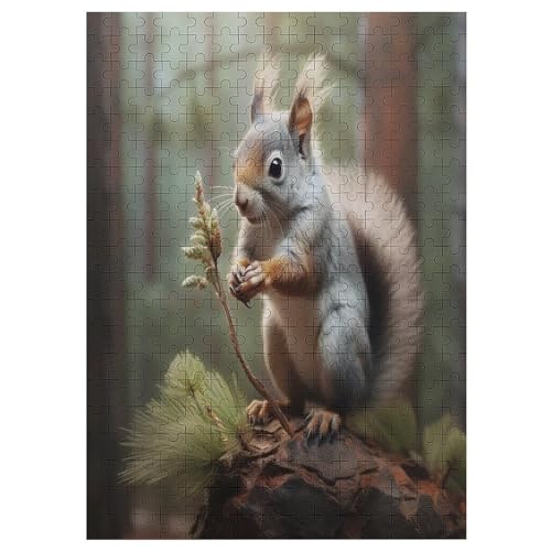 Eichhörnchen Holzpuzzle 300 Teile, Knobelspiele Für Erwachsene, Teenager, Puzzles Unmögliche - Kinder Puzzle Zimmer Deko （42×30cm） von GGJJTT