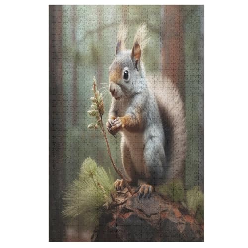 Eichhörnchen Holzpuzzle Erwachsene - 1000 Teiliges Jigsaw Knobelspiel - Puzzle Für Erwachsene & Kinder - Outdoor & Reisespielzeug - Geduldspiel （78×53cm） von GGJJTT