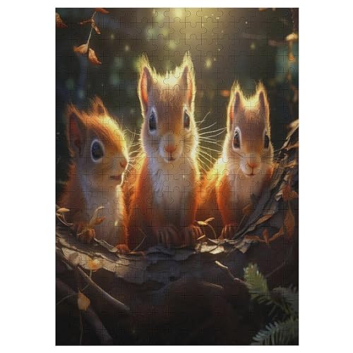 Eichhörnchen -Puzzle, 300 Teile,Holzpuzzle Für Erwachsene Kinder, Lustiges Spielzeug, Denkspiel, Spielzeug, Bildungsspiel, Herausforderung, Pädagogisch, （42×30cm） von GGJJTT