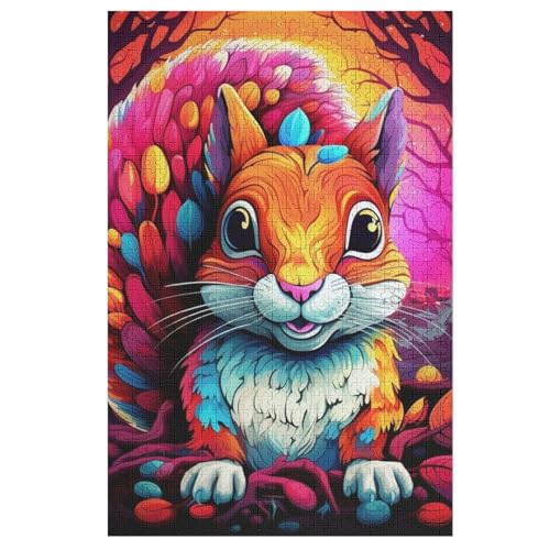 Eichhörnchen Puzzle 1000 Teile, Holzpuzzle Für Erwachsene Kinder, Impossible Puzzles, Geschicklichkeitsspiel Für Die Ganze Familie 78×53cm von GGJJTT