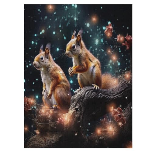 Eichhörnchen – Puzzle 500 Teile, Holzpuzzle, Herausforderndes Geschicklichkeitsspiel Für Die Ganze Familie, Kinder Erwachsenenpuzzle Ab 12 Jahren （55×41cm） von GGJJTT