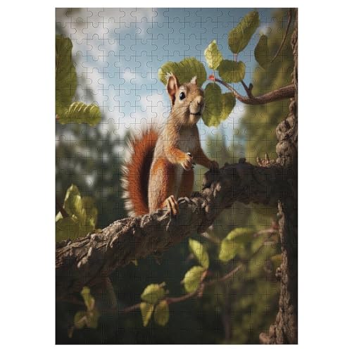 Eichhörnchen Puzzle Für Erwachsene 300 Teile Premium 100% Recyceltes Brett Zum Lernen, Lernspielzeug, Familienspiele Kinder Holzpuzzle （42×30cm） von GGJJTT