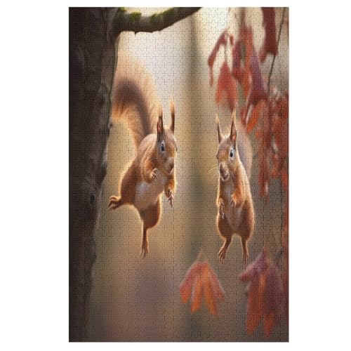 Eichhörnchen Puzzles 1000 Teile Erwachsener Kniffel Spaß Für Die Ganze Familie, Holzpuzzle Kinder Erwachsene, Impossible Puzzle Schwer 78×53cm von GGJJTT