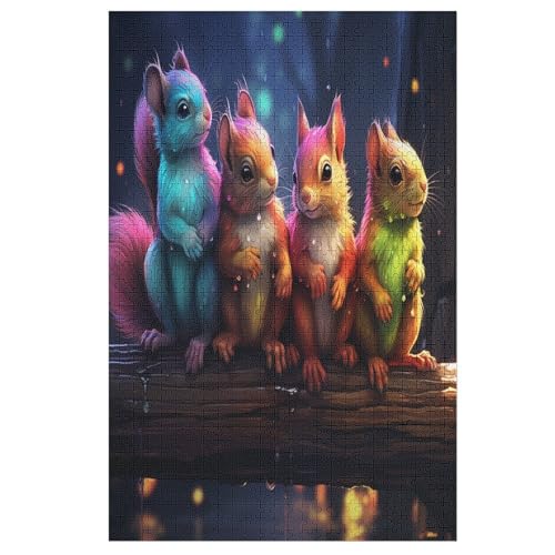 Eichhörnchen Puzzles 1000 Teile Erwachsener Kniffel Spaß Für Die Ganze Familie - 1000 Puzzleteilige Motive, Holzpuzzle Kinder Erwachsene, Impossible Puzzle Schwer （78×53cm） von GGJJTT