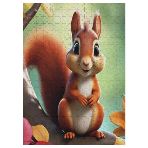 Eichhörnchen Puzzles 300 Teile Erwachsener Kniffel Spaß Für Die Ganze Familie - 300 Puzzleteilige Motive, Holzpuzzle Kinder Erwachsene, Impossible Puzzle Schwer （42×30cm） von GGJJTT