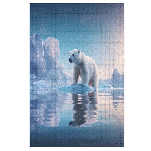 Eisbär -Puzzle, 1000 Teile,Holzpuzzle Für Erwachsene Kinder, Lustiges Spielzeug, Denkspiel, Bildungsspiel, （78×53cm） von GGJJTT