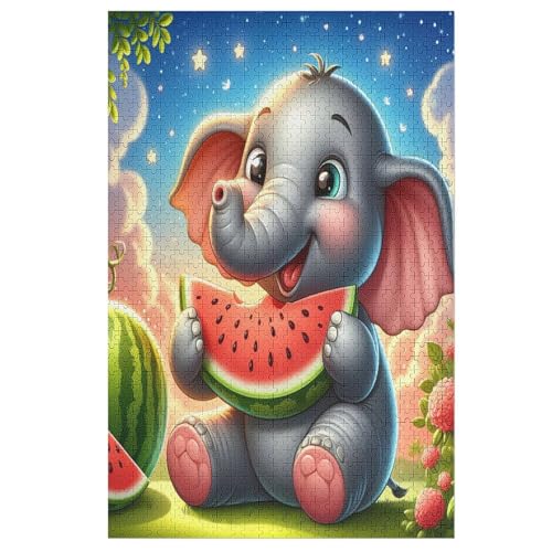 Elefant 1000 Teile Premium-Puzzles Für Erwachsene Kinder- Holzpuzzles Spaß Und Lernspiele - Perfekte Puzzle-Geschenke （78×53cm） von GGJJTT