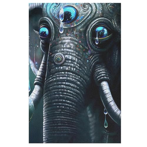 Elefant 1000 Teile Puzzles Für Erwachsene, Impossible Puzzle, Geschicklichkeitsspiel Für Die Ganze Familie, Kinder Holzpuzzle 78×53cm von GGJJTT