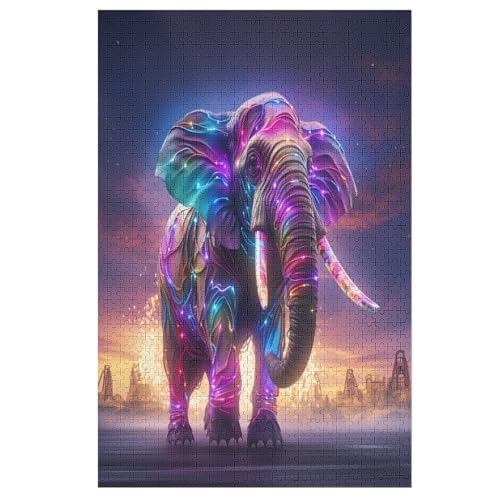 Elefant Puzzle 1000 Teile, Holzpuzzle Herausforderndes Geschicklichkeitsspiel Für Die Ganze Familie, Kinder Erwachsenenpuzzle Ab 12 Jahren （78×53cm） von GGJJTT