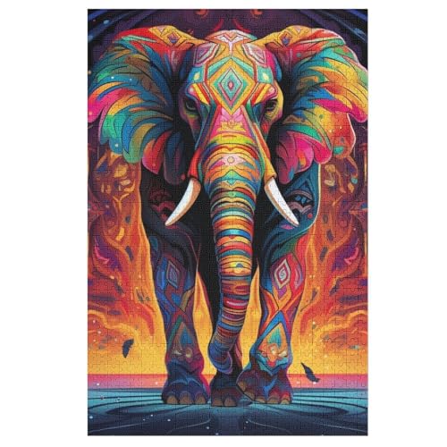 Elefant Puzzle 1000 Teile, Holzpuzzle Herausforderndes Geschicklichkeitsspiel Für Die Ganze Familie, Kinder Erwachsenenpuzzle Ab 12 Jahren 78×53cm von GGJJTT