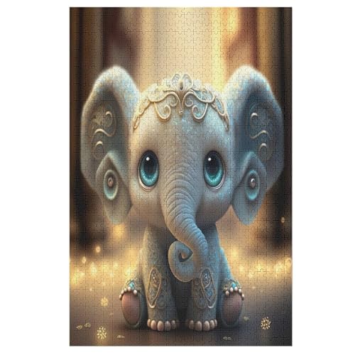 Elefant Puzzles 1000 Teile Erwachsener Kniffel Spaß Für Die Ganze Familie, Holzpuzzle Kinder Erwachsene, Impossible Puzzle Schwer 78×53cm von GGJJTT