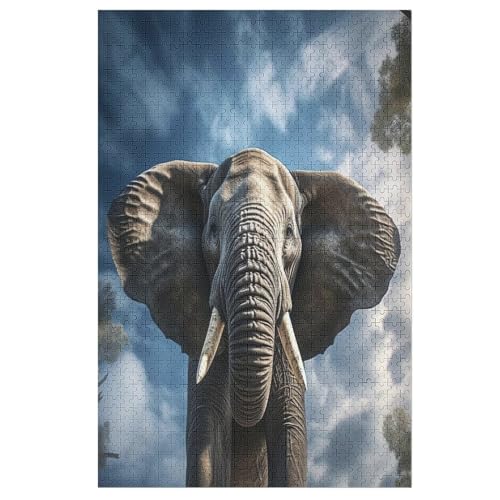 Elefant Puzzles 1000 Teile Erwachsener Kniffel Spaß Für Die Ganze Familie, Holzpuzzle Kinder Erwachsene, Impossible Puzzle Schwer 78×53cm von GGJJTT