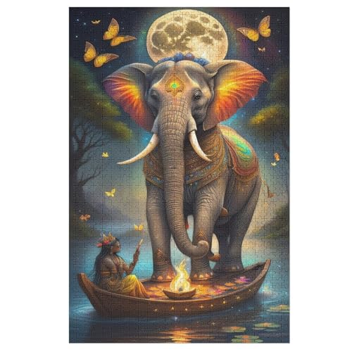 Elefant Puzzles 1000 Teile Erwachsener Kniffel Spaß Für Die Ganze Familie - 1000 Puzzleteilige Motive, Holzpuzzle Kinder Erwachsene, Impossible Puzzle Schwer （78×53cm） von GGJJTT