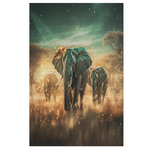 Elefants Puzzle 1000 Teile,Puzzles Für Erwachsene, Impossible Puzzle, Geschicklichkeitsspiel Für Die Ganze Familie, Puzzle Kinder,Holzpuzzle-Geschenk,Raumdekoration, （78×53cm） von GGJJTT