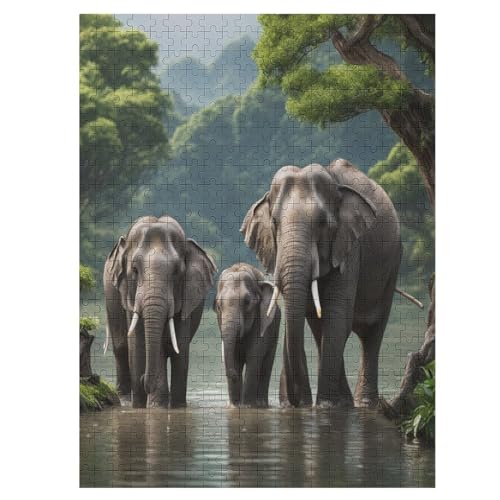 Elephant Puzzles 500 Teile Erwachsener Kniffel Spaß Für Die Ganze Familie - 500 Puzzleteilige Motive, Holzpuzzle Kinder Erwachsene, Impossible Puzzle Schwer （55×41cm） von GGJJTT