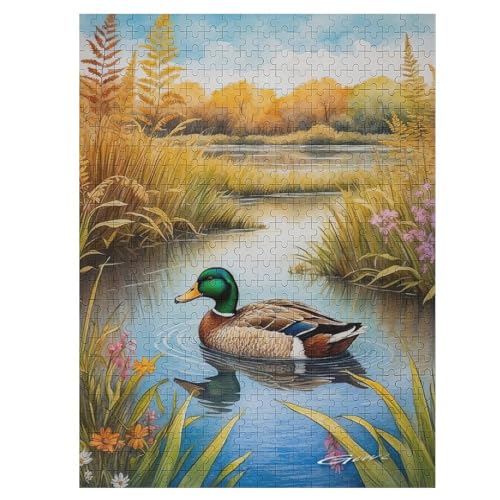 Ente Holzpuzzle 500 Teile,Puzzles Für Erwachsene, Impossible Puzzle, Geschicklichkeitsspiel Für Die Ganze Familie,Home Dekoration Puzzle, Puzzle Kinder Legespiel （55×41cm） von GGJJTT