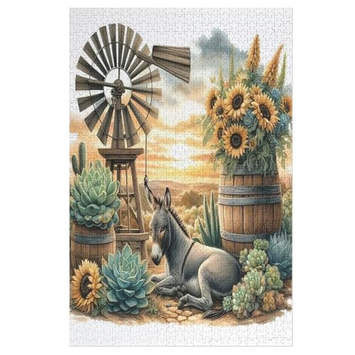 Esel Holzpuzzle Erwachsene - 1000 Teiliges Jigsaw Knobelspiel - Puzzle Für Erwachsene & Kinder - Outdoor & Reisespielzeug - Geduldspiel （78×53cm） von GGJJTT