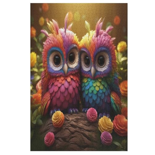 Eule 1000 Teile Puzzles Für Erwachsene Holzpuzzle Familienpuzzlespiel Stressabbau-Puzzle Für Erwachsene Kinder Ab 12 Jahren （78×53cm） von GGJJTT