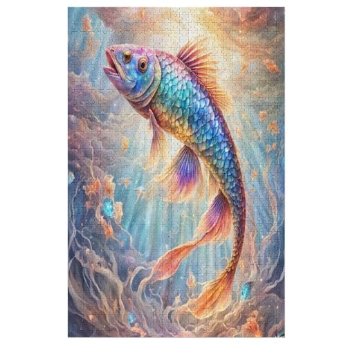 Fisch Puzzles 1000 Teile Erwachsener Kniffel Spaß Für Die Ganze Familie, Holzpuzzle Kinder Erwachsene, Impossible Puzzle Schwer （78×53cm） von GGJJTT