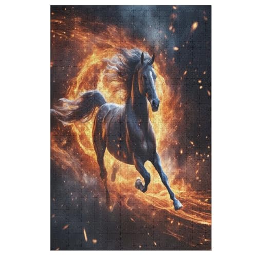 Flame Horse Holzpuzzle 1000 Teile, Knobelspiele Für Erwachsene, Teenager, Puzzles Unmögliche - Kinder Puzzle Zimmer Deko （78×53cm） von GGJJTT