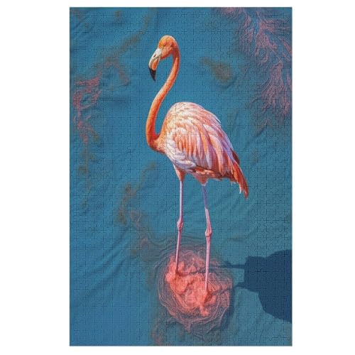 Flamingo 1000 Teile Puzzle Für Erwachsene, Herausforderung Puzzles - Familienpuzzle Verringerter Druck Schwieriges Puzzle Rahmen Holzpuzzle Für Erwachsene Kinder 12+ （78×53cm） von GGJJTT