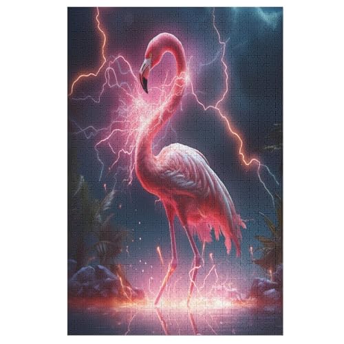 Flamingo Holzpuzzle Erwachsene - 1000 Teiliges Jigsaw Knobelspiel - Puzzle Für Erwachsene & Kinder - Outdoor & Reisespielzeug - Geduldspiel （78×53cm） von GGJJTT