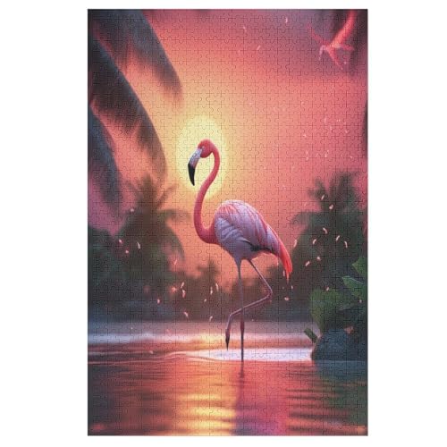 Flamingo Holzpuzzle Erwachsene - 1000 Teiliges Jigsaw Knobelspiel - Puzzle Für Erwachsene & Kinder - Outdoor & Reisespielzeug - Geduldspiel （78×53cm） von GGJJTT