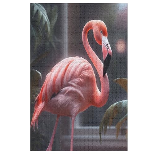 Flamingo Puzzle 1000 Teile, Holzpuzzle Für Erwachsene Kinder, Impossible Puzzles, Geschicklichkeitsspiel Für Die Ganze Familie （78×53cm） von GGJJTT