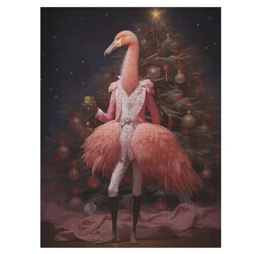 Flamingo-Puzzlespiel Aus Holz, 500 Puzzleteile, Kreatives Puzzle Für Teenager Und Erwachsene, Kreatives Spielzeug, Puzzles, （55×41cm） von GGJJTT