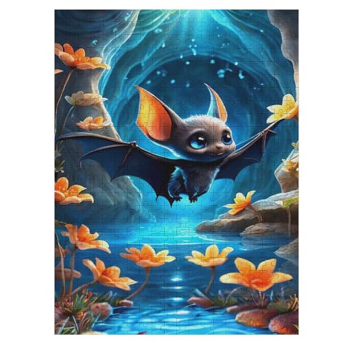 Fledermaus Holzpuzzle 500 Stück Puzzles Für Erwachsene Teenager Stress Abbauen Familien-Puzzlespiel Poster 500-teiliges Puzzle Kinder Lernspiel Spielzeug Geschenk （55×41cm） von GGJJTT