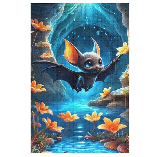 Fledermaus Puzzles 1000 Teile Erwachsener Kniffel Spaß Für Die Ganze Familie - 1000 Puzzleteilige Motive, Holzpuzzle Kinder Erwachsene, Impossible Puzzle Schwer （78×53cm） von GGJJTT