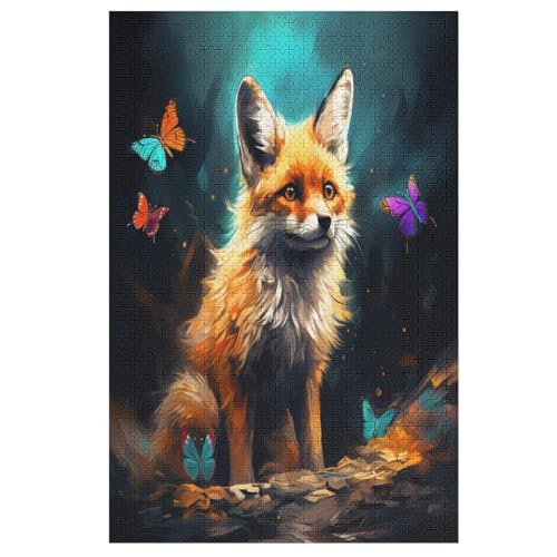 Fox Puzzle 1000 Teile, Holzpuzzle Für Erwachsene, Impossible Puzzle, GesKükenlichkeitsspiel Für Die Ganze Familie, Puzzle Farbenfrohes Legespiel Kinder Puzzles （78×53cm） von GGJJTT