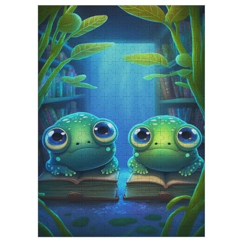 Frosch Holzpuzzle 300 Stück Puzzles Für Erwachsene Teenager Stress Abbauen Familien-Puzzlespiel Poster 300-teiliges Puzzle Kinder Lernspiel Spielzeug Geschenk （42×30cm） von GGJJTT