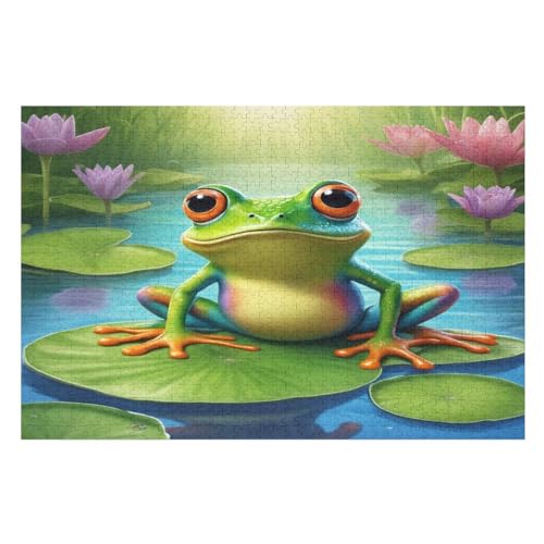 Frosch Holzpuzzle Erwachsene - 1000 Teiliges Jigsaw Knobelspiel - Puzzle Für Erwachsene & Kinder - Outdoor & Reisespielzeug - Geduldspiel （75×50cm） von GGJJTT