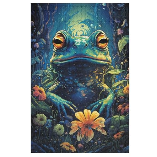 Frosch Puzzle 1000 Teile, Holzpuzzle Für Erwachsene, Impossible Puzzle, Geschicklichkeitsspiel Für Die Ganze Familie, Puzzle Farbenfrohes Legespiel Kinder Puzzles （78×53cm） von GGJJTT