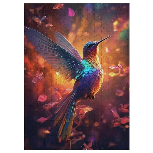 Für Erwachsene 300-Teiliges HummingVogel Color -Puzzle, Holzbrett-Puzzle, Puzzle Für Kinder, Geschenke, （42×30cm） von GGJJTT