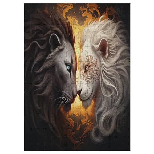 Für Erwachsene 300-Teiliges Yin Yang Tiger -Puzzle, Holzbrett-Puzzle, Puzzle Für Kinder, Geschenke, （42×30cm） von GGJJTT