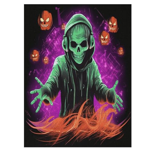 Für Erwachsene 500-Teiliges Skull -Puzzle, Holzbrett-Puzzle, Puzzle Für Kinder, Geschenke, （55×41cm） von GGJJTT